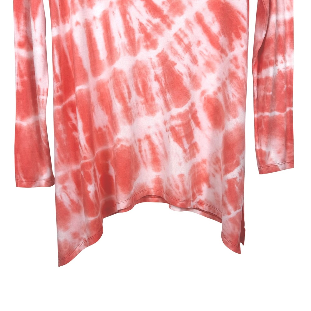 Soft Surroundings Tie Dye Tunic Top S‎ Coral Jersey Stretch Asymmetrical Resort - Picture 5 of 12